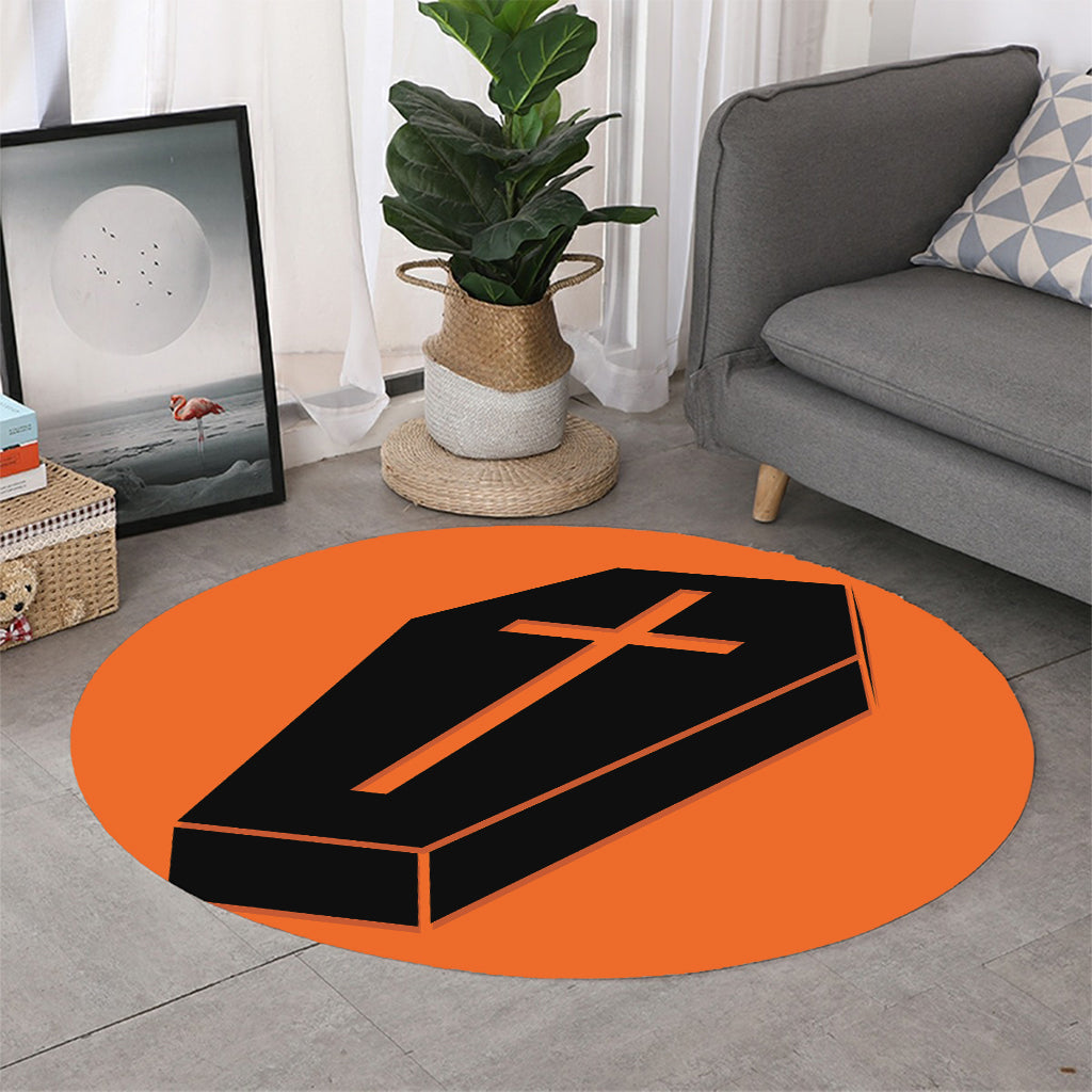 Halloween Vampire Coffin Print Round Rug