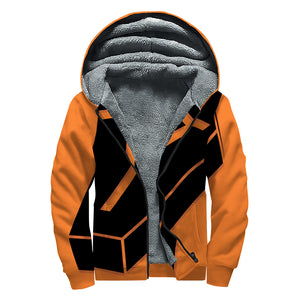 Halloween Vampire Coffin Print Sherpa Lined Zip Up Hoodie