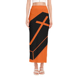 Halloween Vampire Coffin Print Side Slit Maxi Skirt