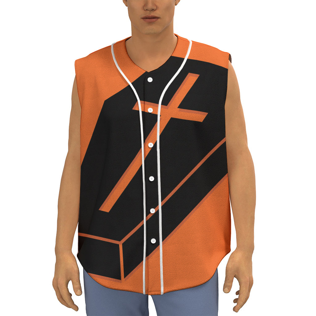 Halloween Vampire Coffin Print Sleeveless Baseball Jersey