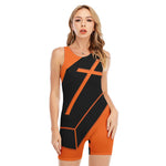 Halloween Vampire Coffin Print Sleeveless One Piece Swimsuit