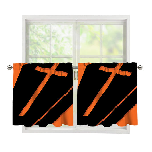 Halloween Vampire Coffin Print Tier Curtains