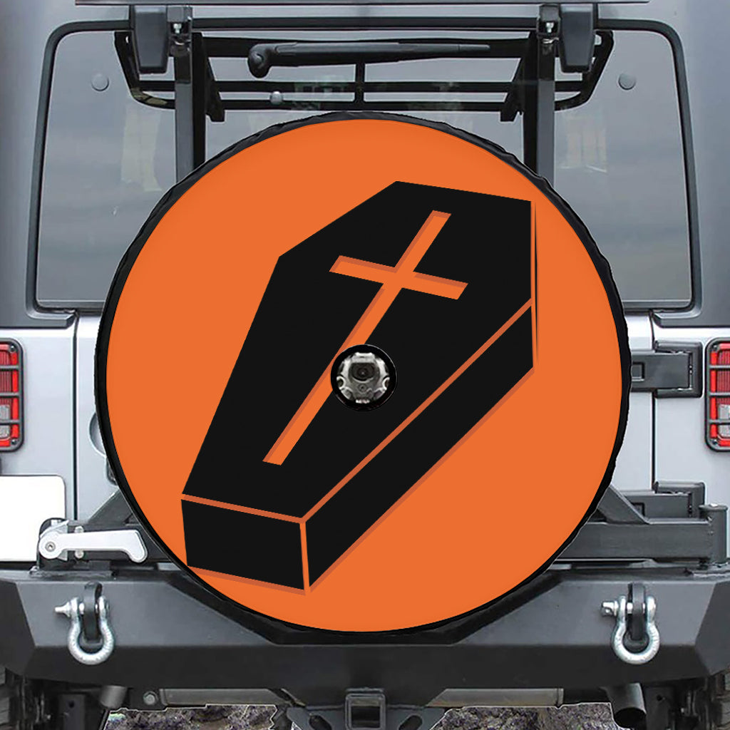 Halloween Vampire Coffin Print Tire Cover With Camera Hole