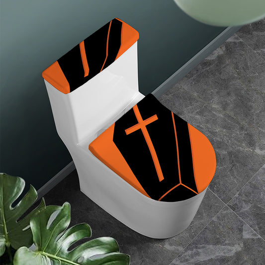 Halloween Vampire Coffin Print Toilet Lid And Tank Cover Set
