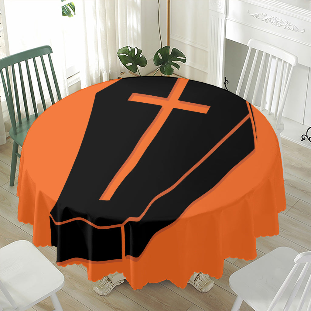 Halloween Vampire Coffin Print Waterproof Round Tablecloth