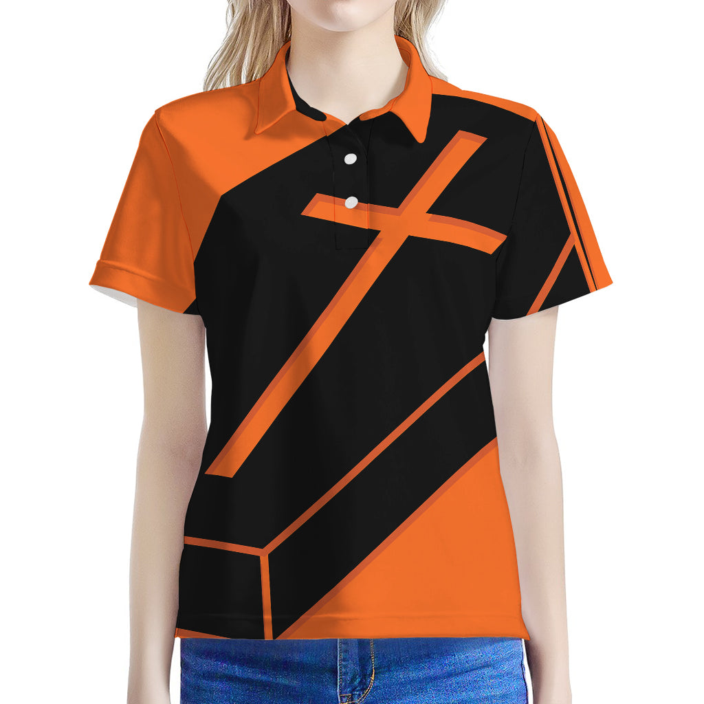 Halloween Vampire Coffin Print Women's Polo Shirt