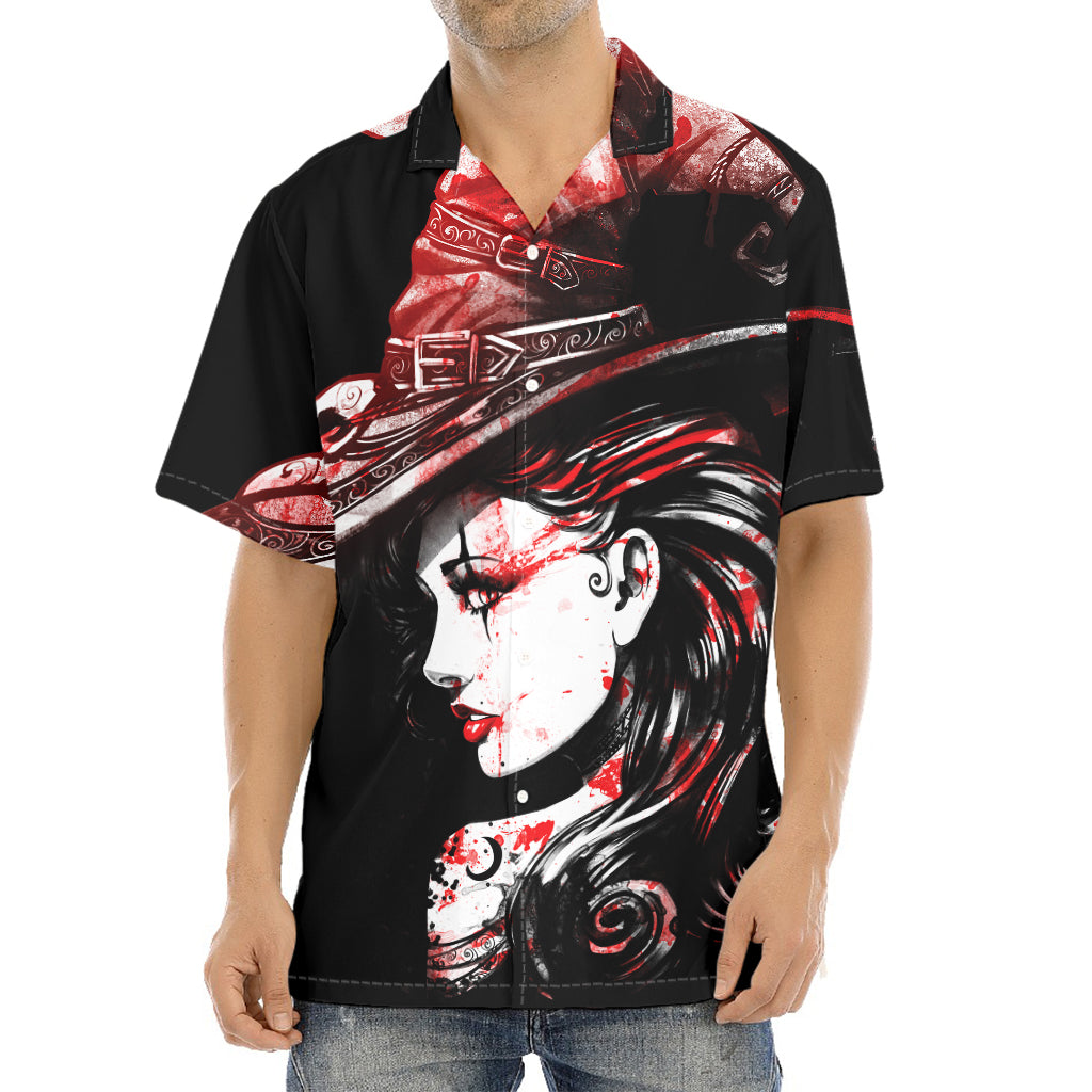 Halloween Vampire Girl Print Aloha Shirt