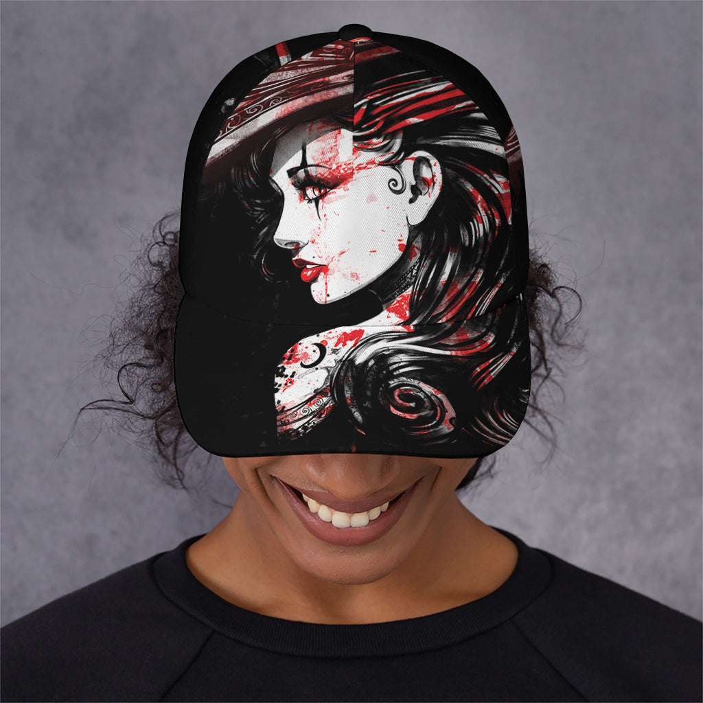 Halloween Vampire Girl Print Baseball Cap
