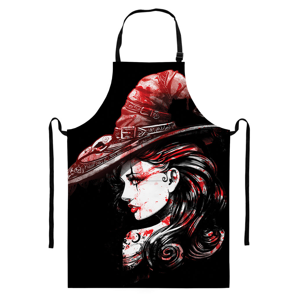 Halloween Vampire Girl Print Bib Apron With Pocket