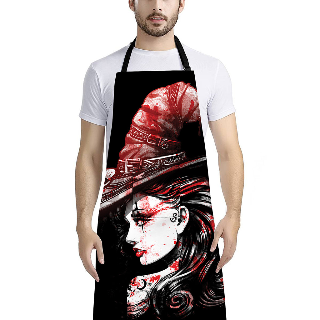 Halloween Vampire Girl Print Bib Apron With Pocket