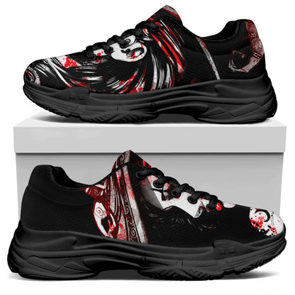 Halloween Vampire Girl Print Black Chunky Shoes