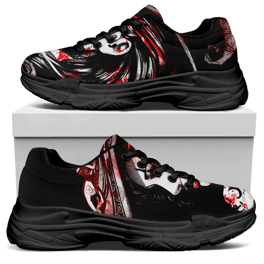 Halloween Vampire Girl Print Black Chunky Shoes