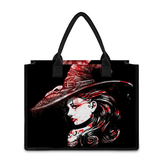 Halloween Vampire Girl Print Canvas Tote Bag
