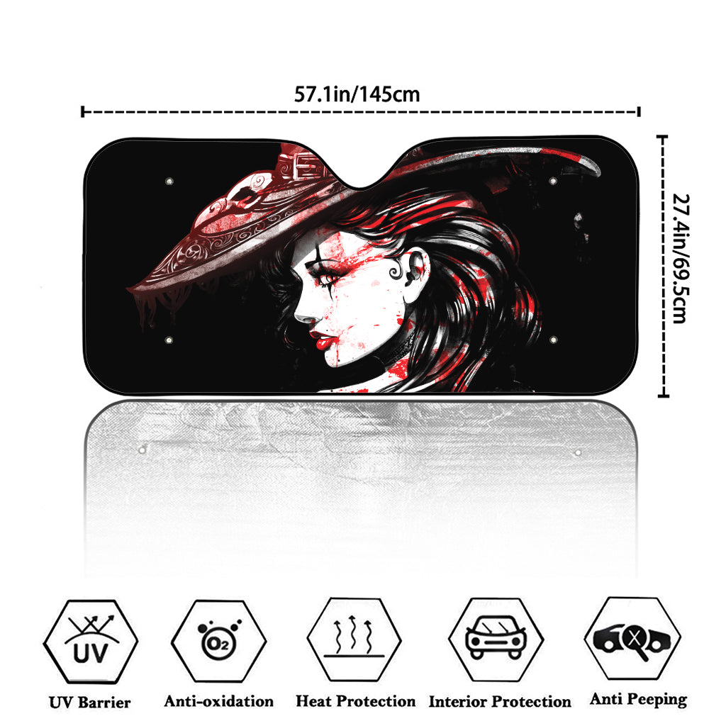 Halloween Vampire Girl Print Car Windshield Sun Shade