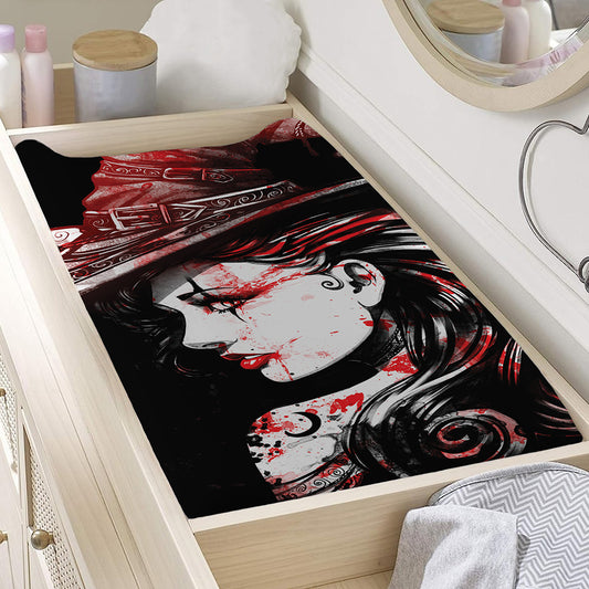 Halloween Vampire Girl Print Changing Pad Cover