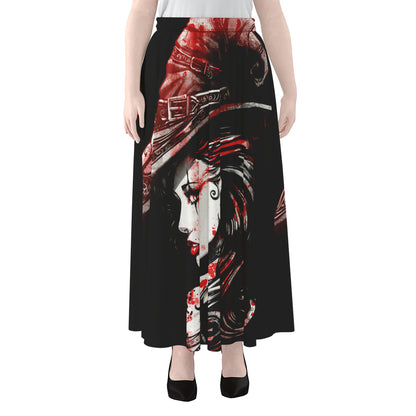 Halloween Vampire Girl Print Chiffon Maxi Skirt