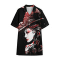 Halloween Vampire Girl Print Cotton Hawaiian Shirt