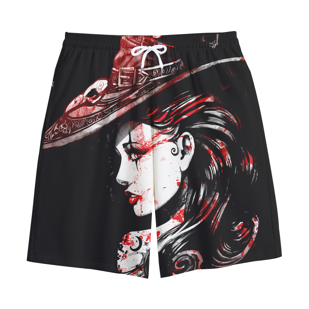 Halloween Vampire Girl Print Cotton Shorts