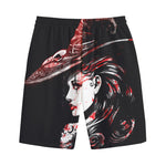 Halloween Vampire Girl Print Cotton Shorts