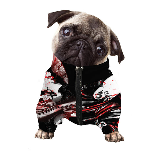 Halloween Vampire Girl Print Dog Zip Up Jacket