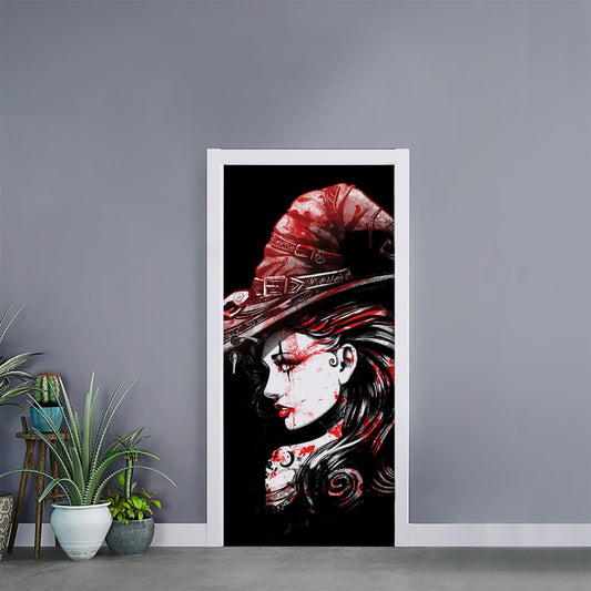 Halloween Vampire Girl Print Door Sticker