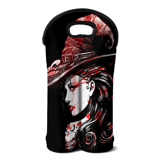 Halloween Vampire Girl Print Double Neoprene Wine Tote