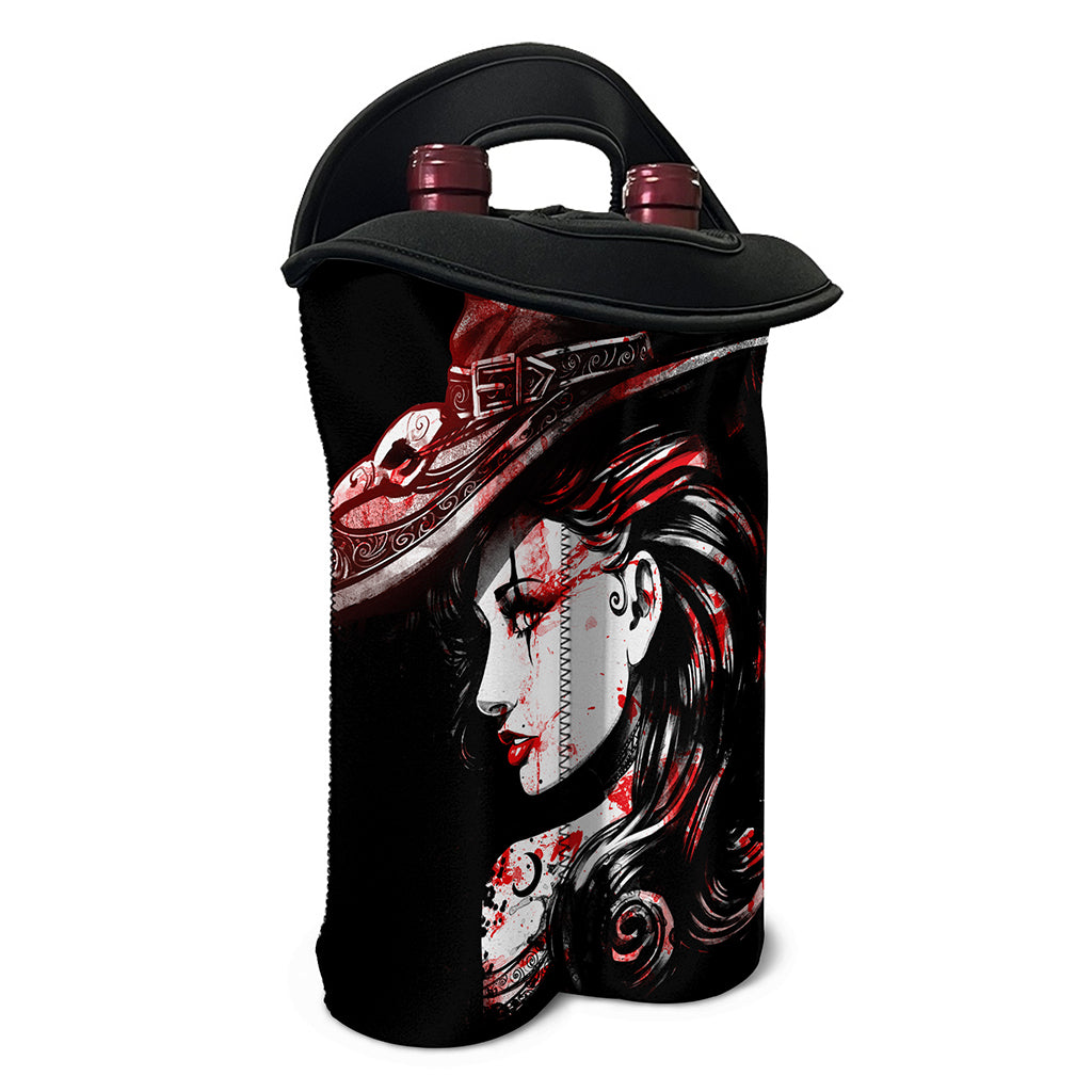 Halloween Vampire Girl Print Double Neoprene Wine Tote