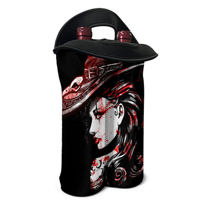 Halloween Vampire Girl Print Double Neoprene Wine Tote