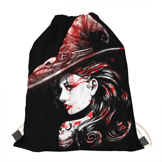 Halloween Vampire Girl Print Drawstring Bag