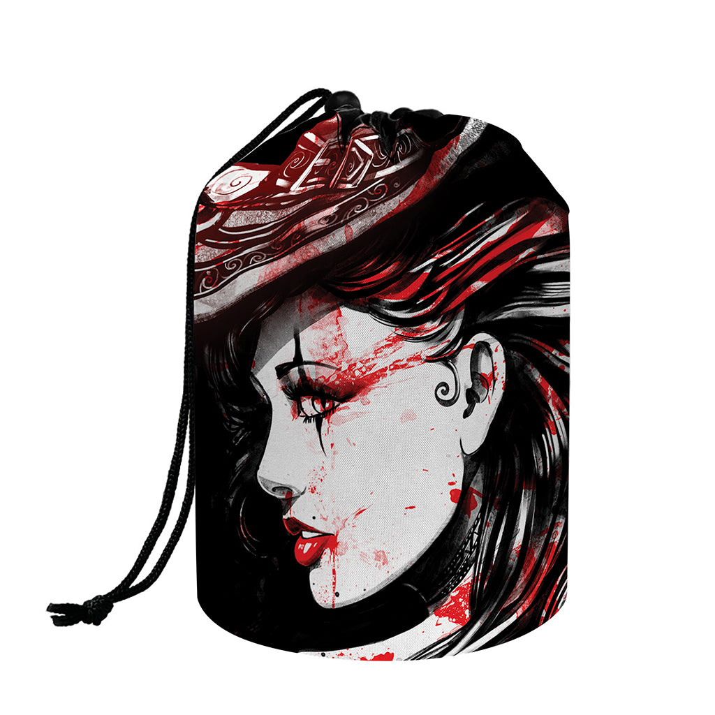 Halloween Vampire Girl Print Drawstring Makeup Bag