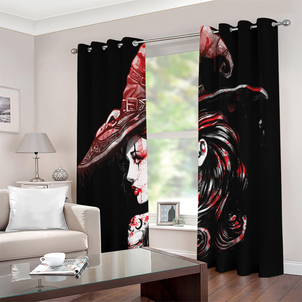 Halloween Vampire Girl Print Extra Wide Grommet Curtains