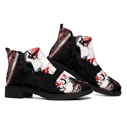Halloween Vampire Girl Print Flat Ankle Boots