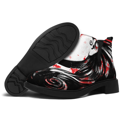 Halloween Vampire Girl Print Flat Ankle Boots