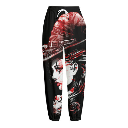 Halloween Vampire Girl Print Fleece Lined Knit Pants