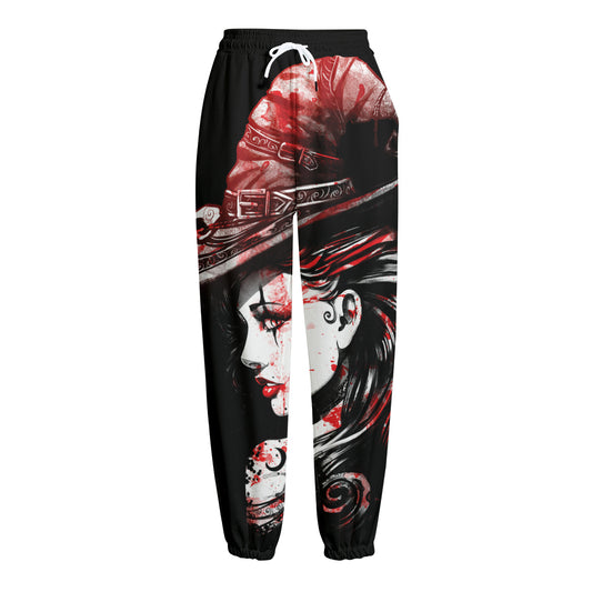 Halloween Vampire Girl Print Fleece Lined Knit Pants