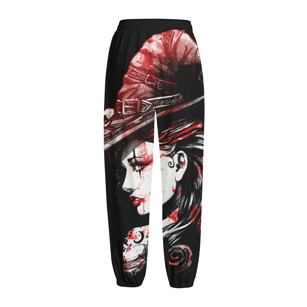 Halloween Vampire Girl Print Fleece Lined Knit Pants