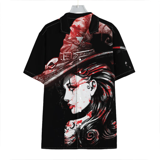 Halloween Vampire Girl Print Hawaiian Shirt