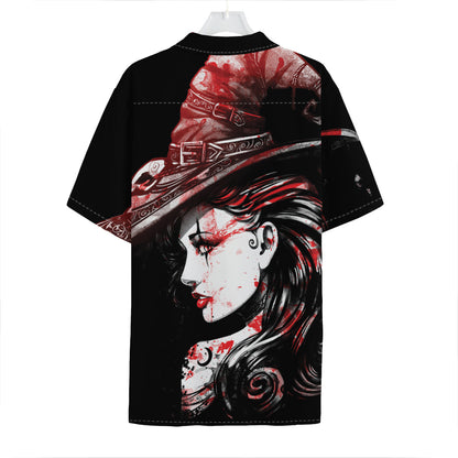 Halloween Vampire Girl Print Hawaiian Shirt