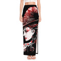 Halloween Vampire Girl Print High Slit Maxi Skirt