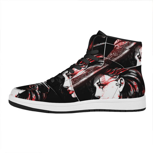 Halloween Vampire Girl Print High Top Leather Sneakers
