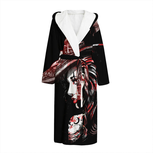 Halloween Vampire Girl Print Hooded Bathrobe