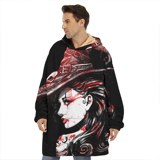 Halloween Vampire Girl Print Hoodie Blanket