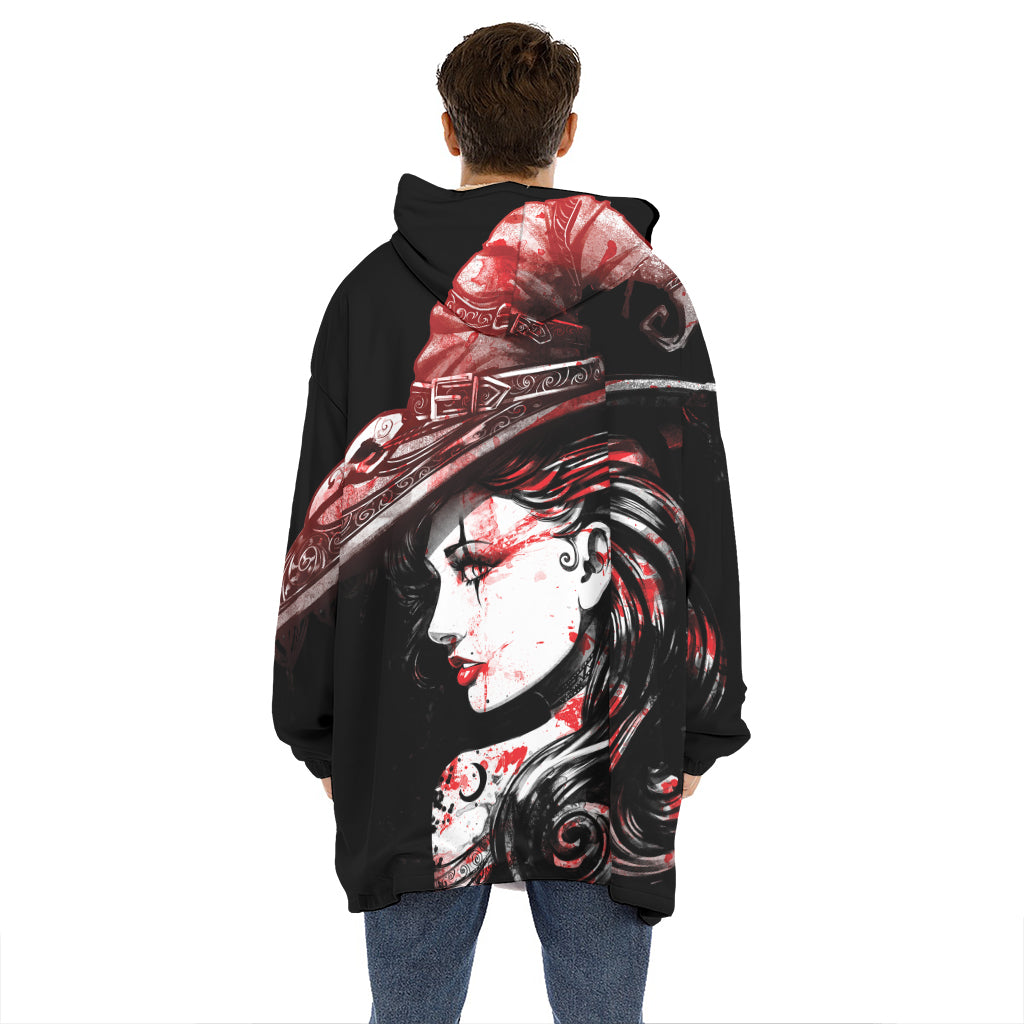 Halloween Vampire Girl Print Hoodie Blanket