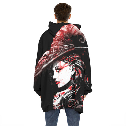 Halloween Vampire Girl Print Hoodie Blanket