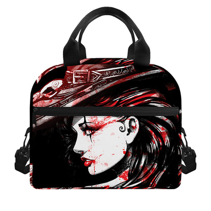 Halloween Vampire Girl Print Insulated Lunch Bag