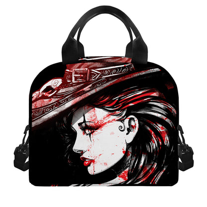 Halloween Vampire Girl Print Insulated Lunch Bag