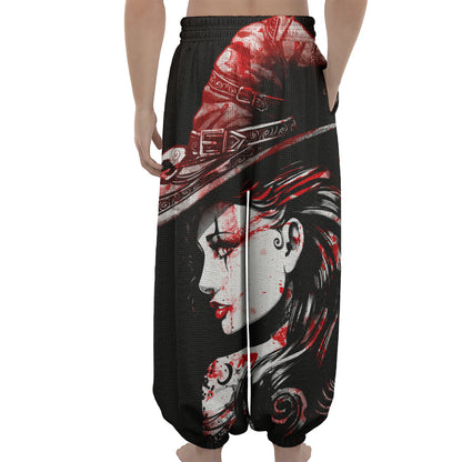Halloween Vampire Girl Print Lantern Pants