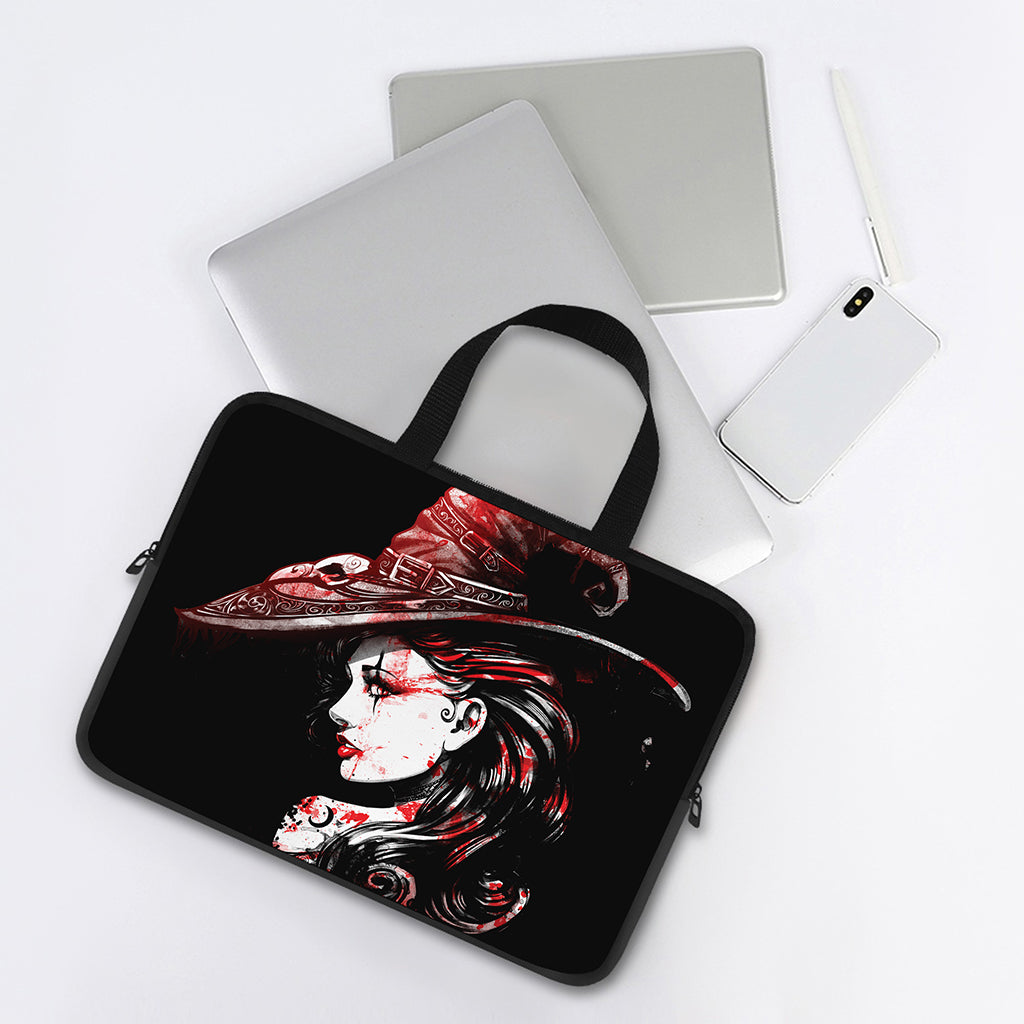 Halloween Vampire Girl Print Laptop Sleeve With Handle