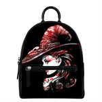 Halloween Vampire Girl Print Leather Backpack