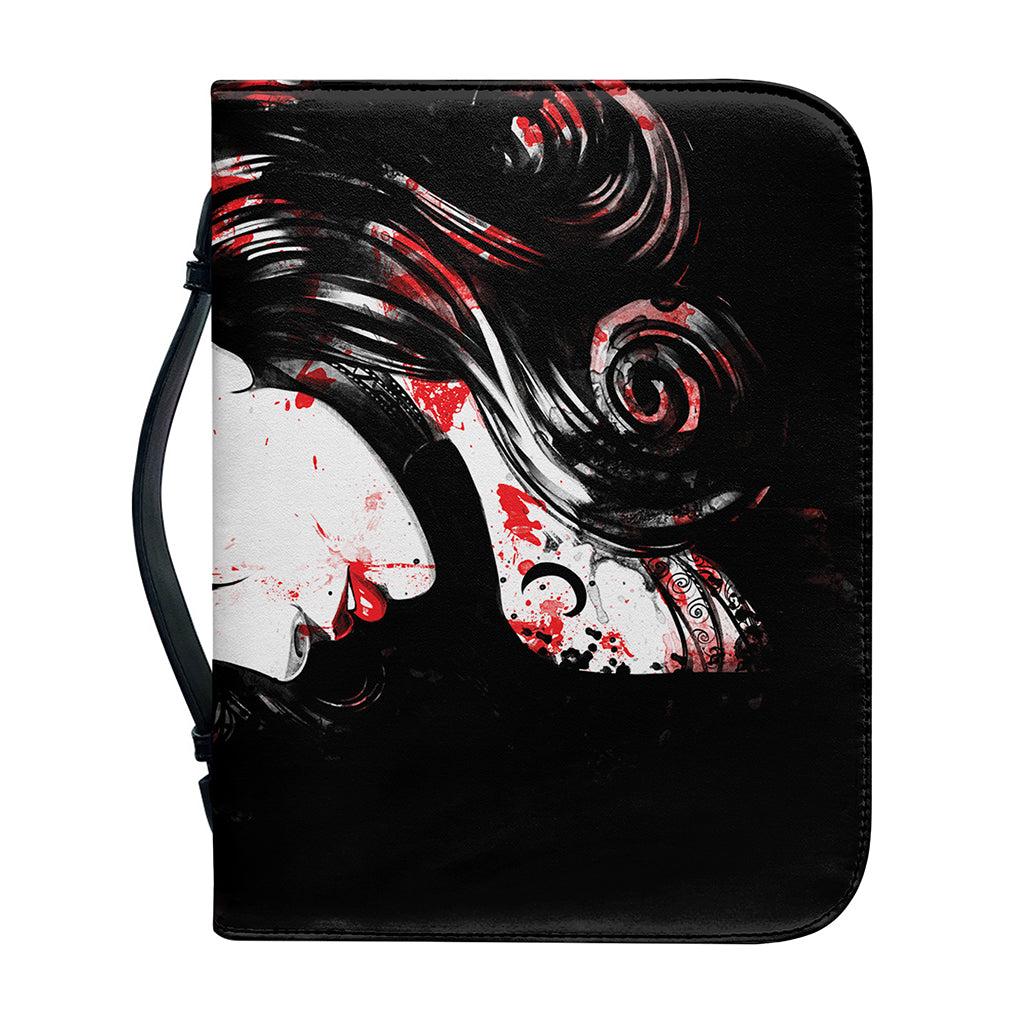 Halloween Vampire Girl Print Leather Bible Cover